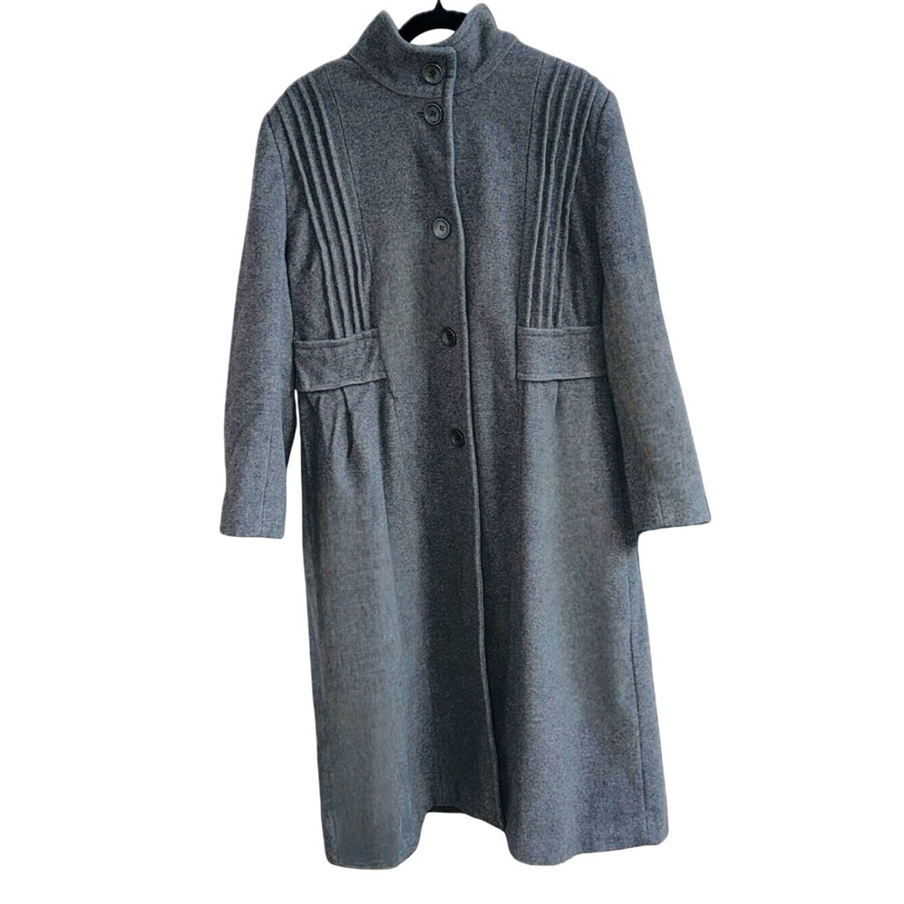 MARK REED Vintage 1990s | 80% Wool Blend Gray Pleated Maxi Coat | Women's Sz 16